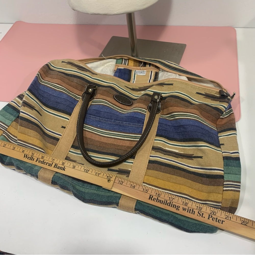 GITANO Vintage Aztec Style Print Duffle Bag / Carry-On Bag / Canvas Bag / BoHo - Picture 8 of 11
